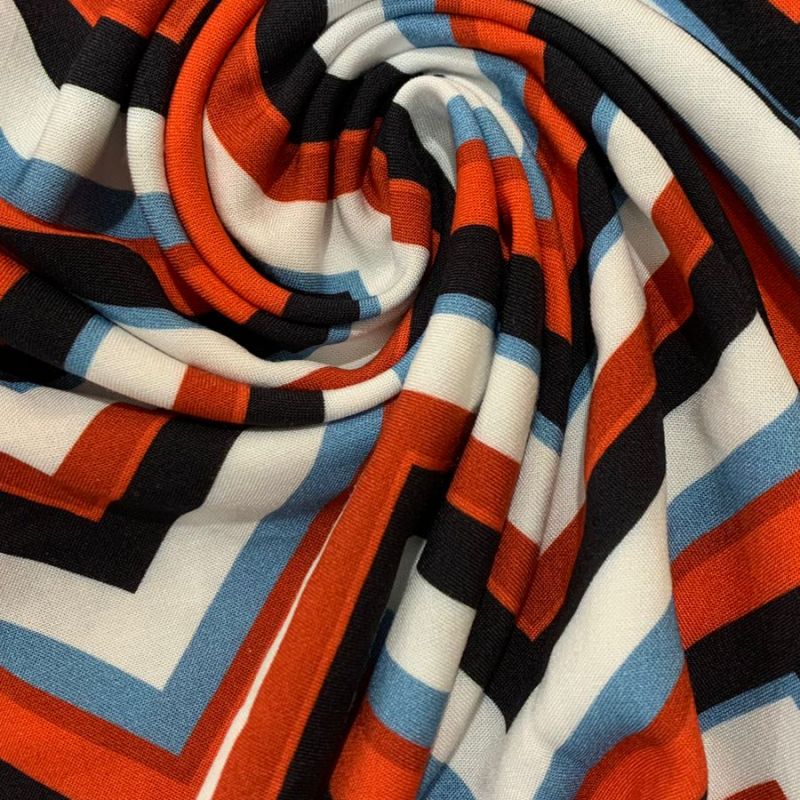 Tecido Viscose Estampada Chevron Red • Conexão Tecidos