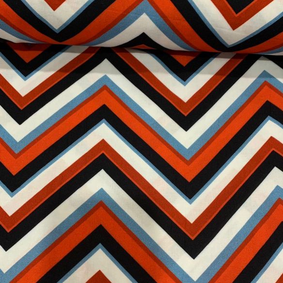 VISCOSE ESTAMPADA CHEVRON RED • Conexão Tecidos