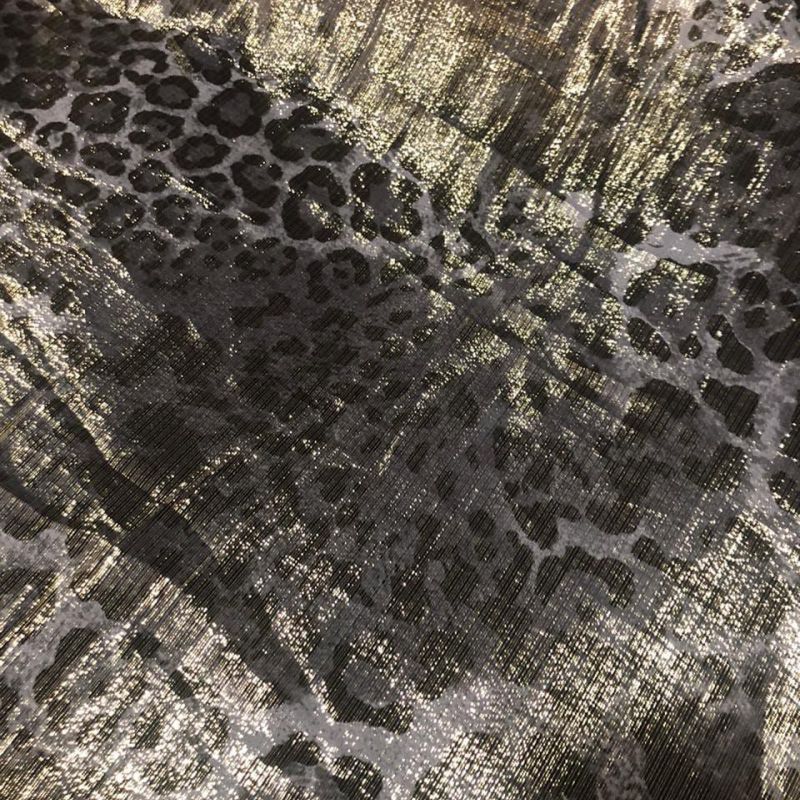 Tecido Musselina De Seda Estampado Leopardo Dourado • Conexão Tecidos