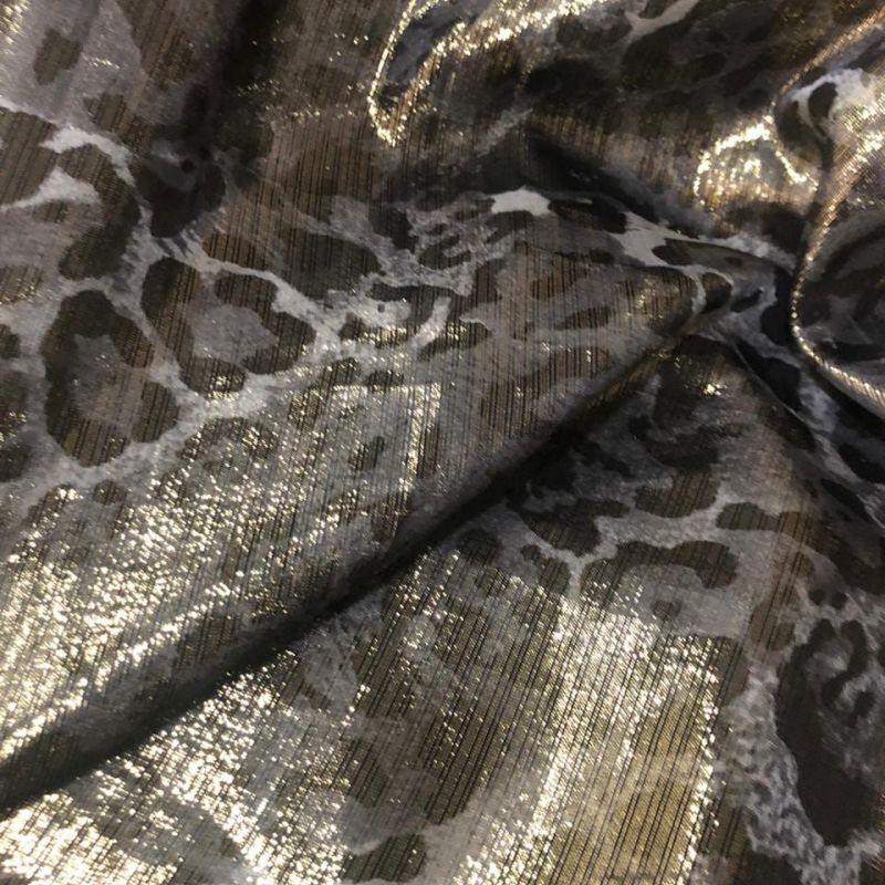 Tecido Musseline De Seda Estampado Leopardo Dourado • Conexão Tecidos