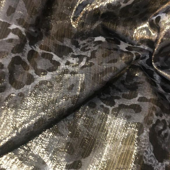 Tecido Musselina De Seda Estampado Leopardo Dourado • Conexão Tecidos