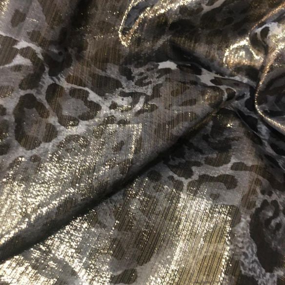 Tecido Musseline De Seda Estampado Leopardo Dourado • Conexão Tecidos