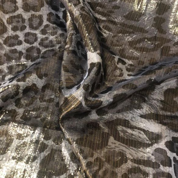 Tecido Musseline De Seda Estampado Leopardo Dourado • Conexão Tecidos
