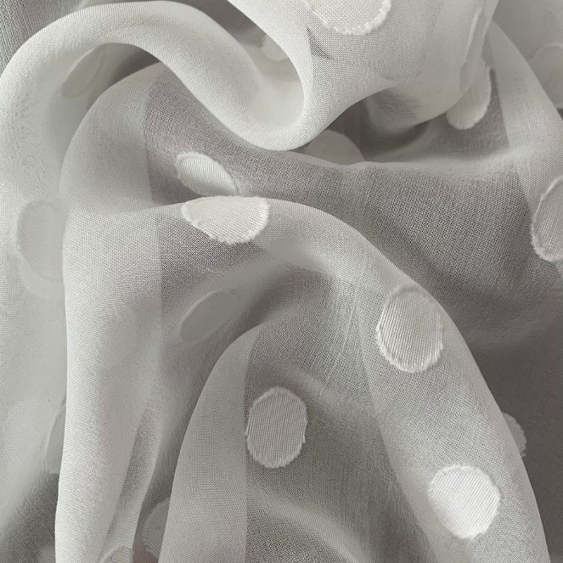 Tecido Musselina De Seda Poá Off White • Conexão Tecidos