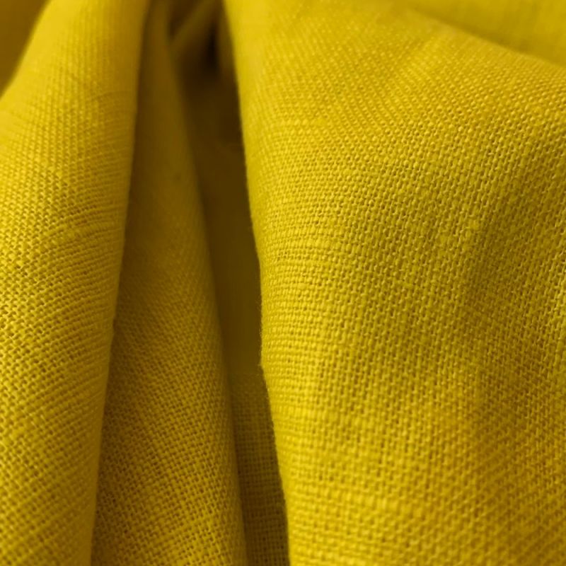 Tecido Linho Puro Liso Amarelo Vivo • Conexão Tecidos
