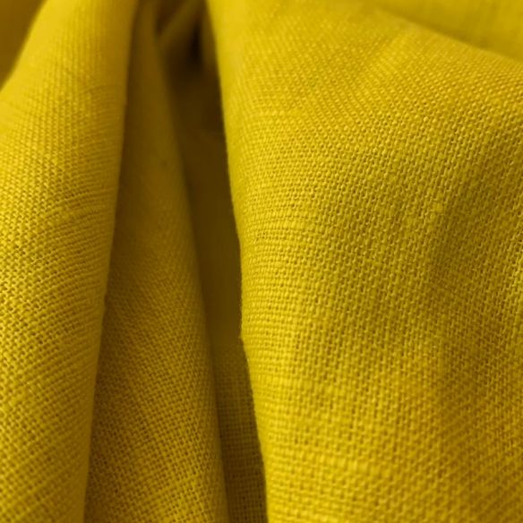 Tecido Linho Puro Liso Amarelo Vivo • Conexão Tecidos