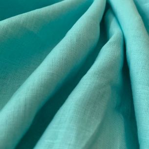 TECIDO CAMBRAIA DE LINHO PURO AZUL TIFFANY • Conexão Tecidos 2