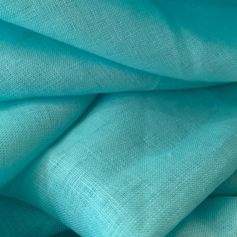 TECIDO CAMBRAIA DE LINHO PURO AZUL TIFFANY • Conexão Tecidos