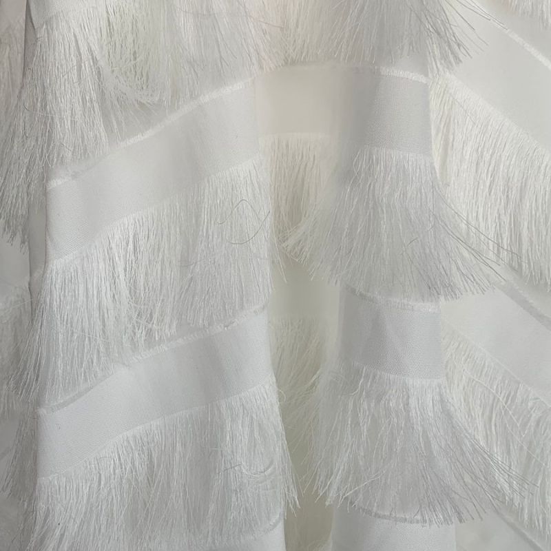 Tecido Musseline Franjas Off White • Conexão Tecidos
