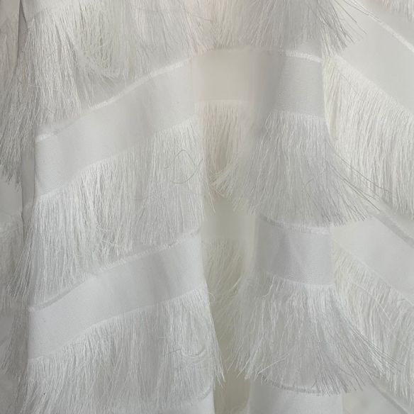 Tecido Musseline Franjas Off White • Conexão Tecidos