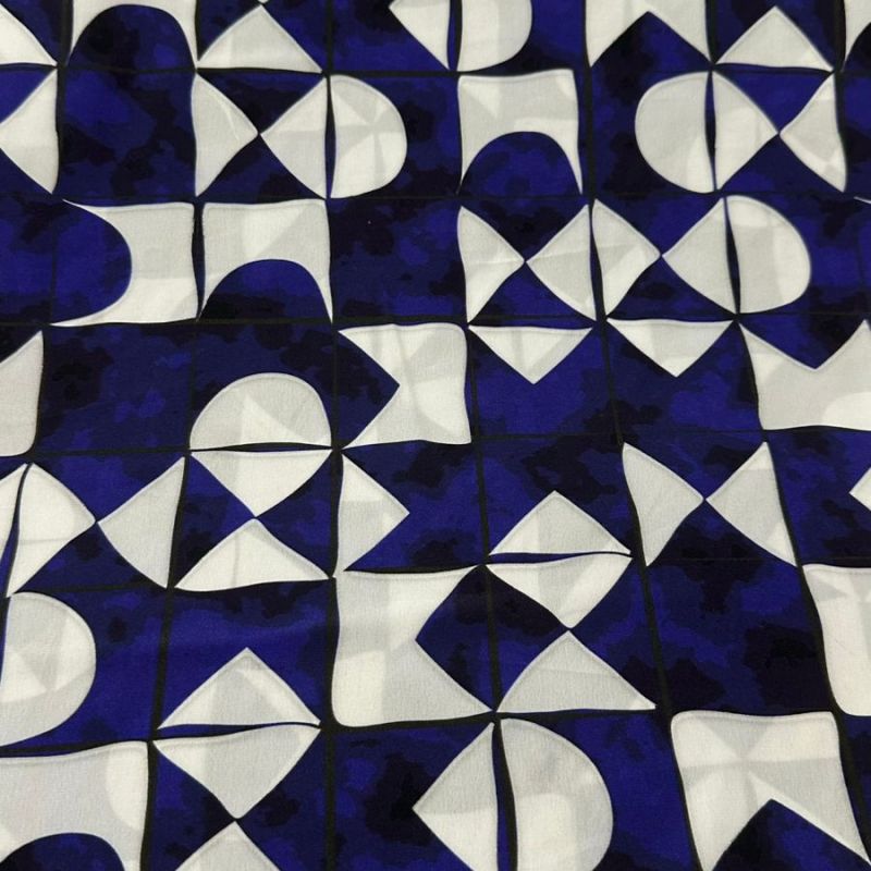 Tecido Crepe De Chine Estampado Geometric • Conexão Tecidos