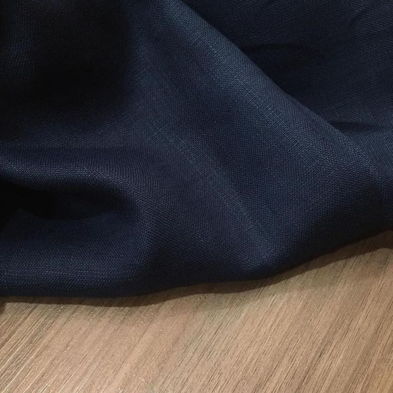 Tecido Linho Puro Liso Azul Marinho • Conexão Tecidos
