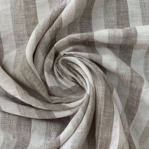 TECIDO CAMBRAIA DE LINHO PURO LISTRAS NATURAIS • Conexão Tecidos