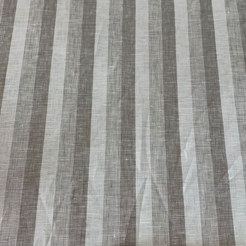 TECIDO CAMBRAIA DE LINHO PURO LISTRAS NATURAIS • Conexão Tecidos