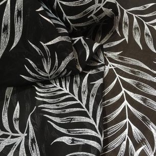 Tecido Musselina Seda Pura Palmeiras Noturnas • Conexão Tecidos