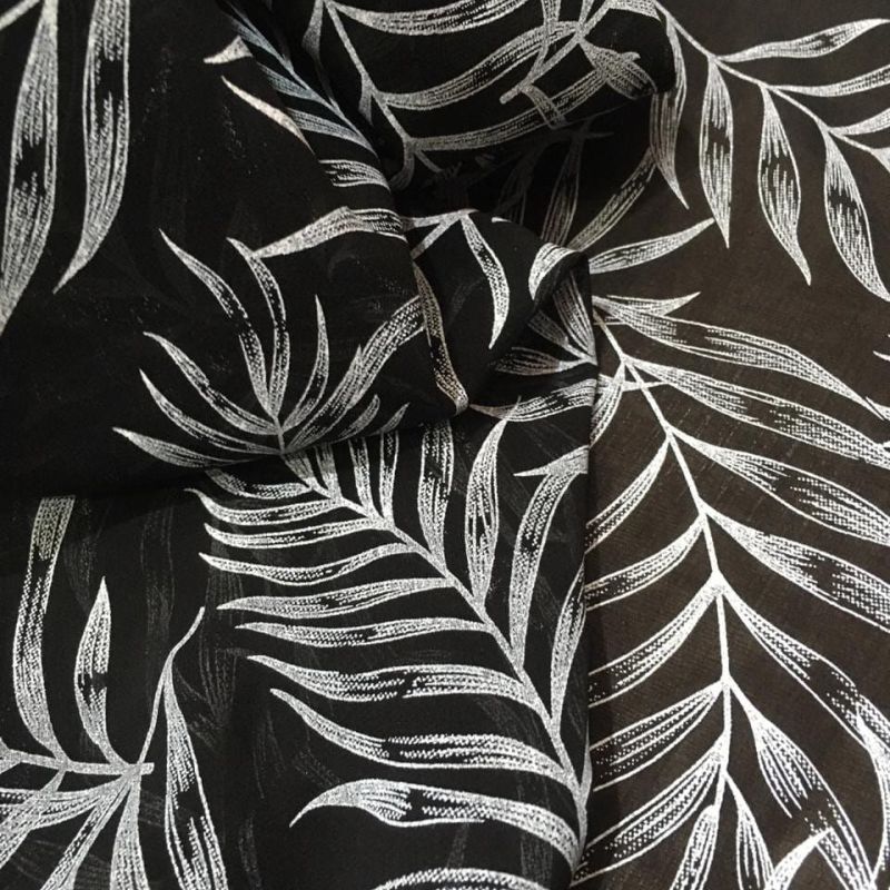 Tecido Musseline Seda Pura Palmeiras Noturnas • Conexão Tecidos