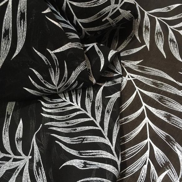 Tecido Musseline Seda Pura Palmeiras Noturnas • Conexão Tecidos