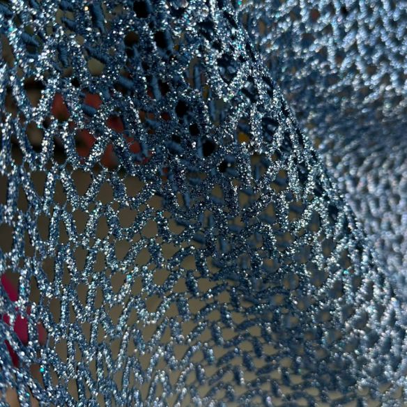 Tecido Renda Guipuir Azul Glitter • Conexão Tecidos