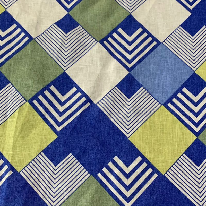 TECIDO CAMBRAIA DE LINHO PURO ABSTRATO AZUL • Conexão Tecidos