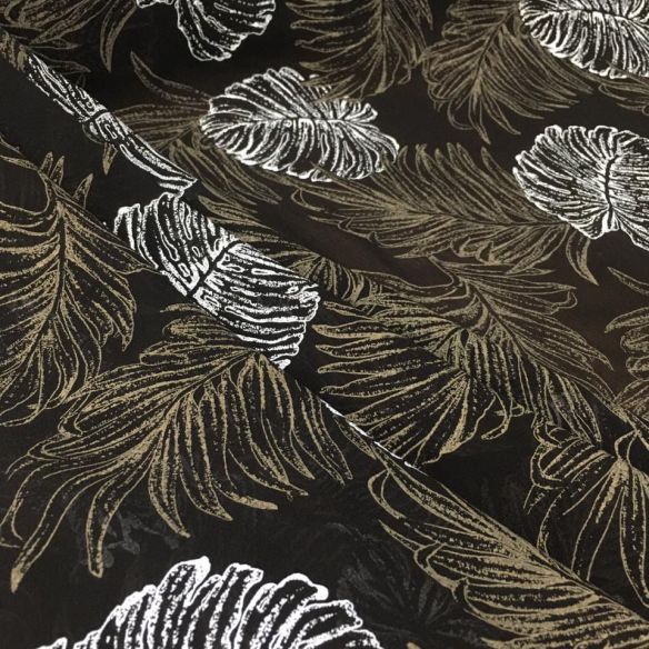 Tecido Musselina Seda Pura Folhagem • Conexão Tecidos