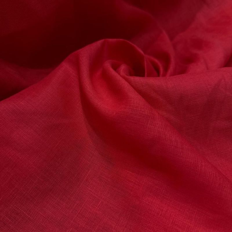 Tecido Cambraia De Linho Vermelho Puro Tomato • Conexão Tecidos