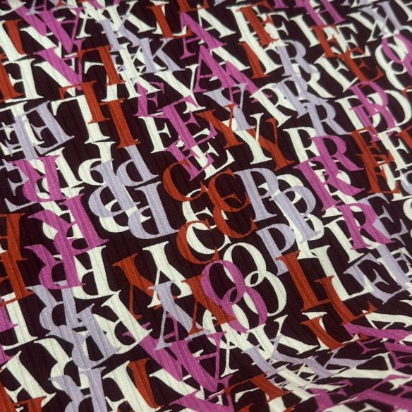 Tecido Malha Canelada Estampada Letras • Conexão Tecidos