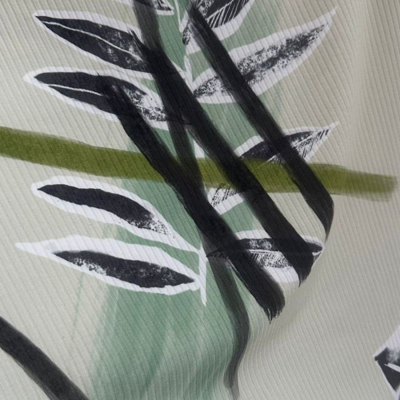 Tecido Malha Canelada Estampada Yanmar • Conexão Tecidos