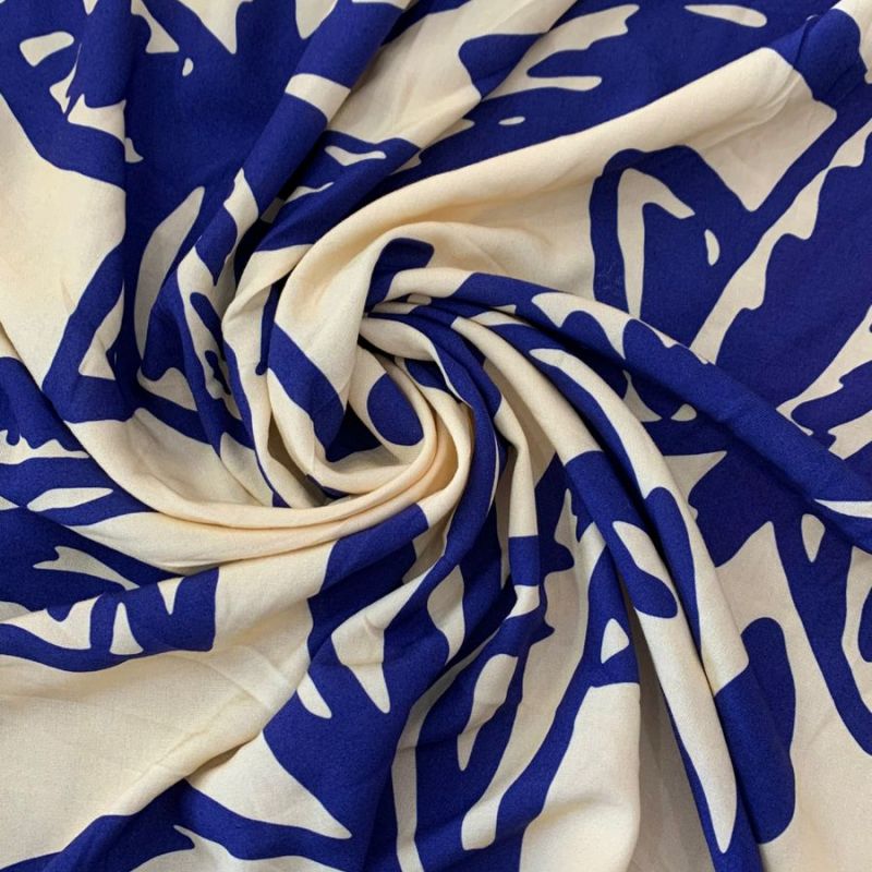 Tecido Viscose Estampada Floral Blue • Conexão Tecidos