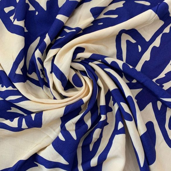 Tecido Viscose Estampada Floral Blue • Conexão Tecidos