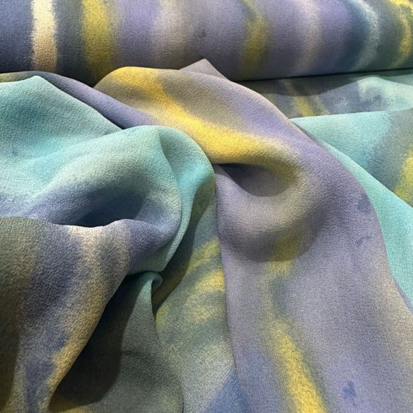 TECIDO GEORGETE DE SEDA PURA ORLA AZUL • Conexão Tecidos