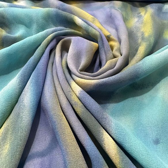 TECIDO GEORGETE DE SEDA PURA ORLA AZUL • Conexão Tecidos