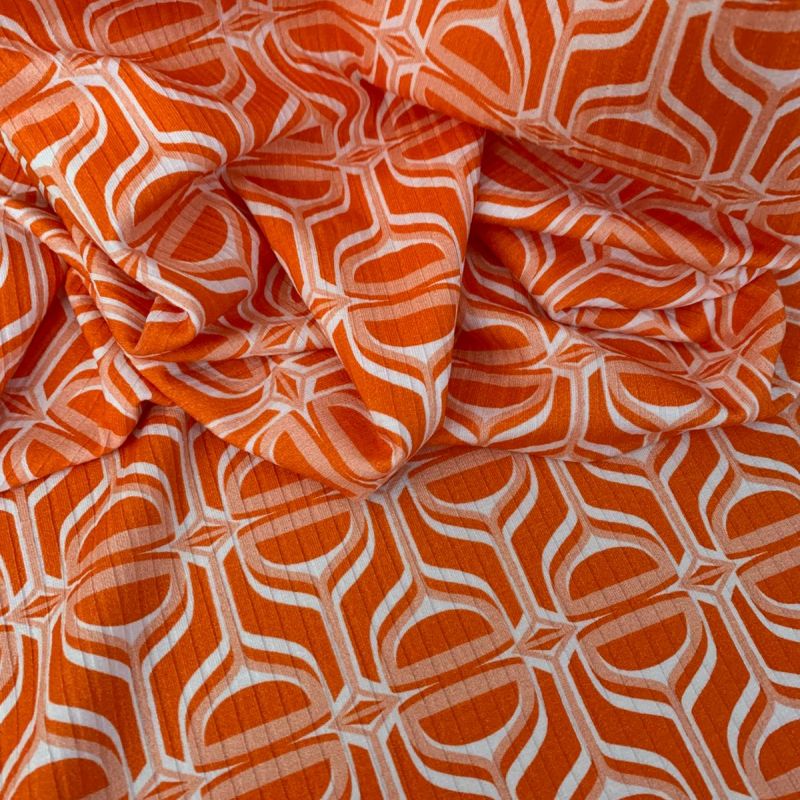 Tecido Malha Canelada Estampada Xviii • Conexão Tecidos