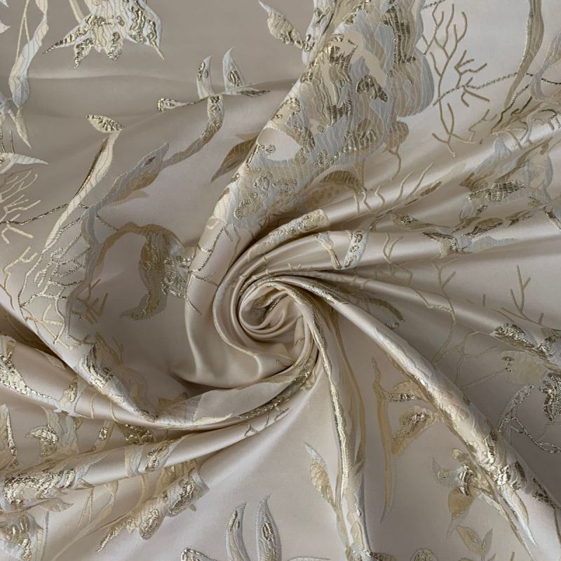 Tecido Jacquard Brocado Exclusivo Whit Gold • Conexão Tecidos