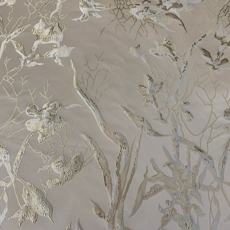Tecido Jacquard Brocado Exclusivo Whit Gold • Conexão Tecidos