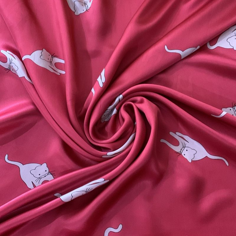 TECIDO CETIM DE SEDA ESTAMPADO CAT • Conexão Tecidos