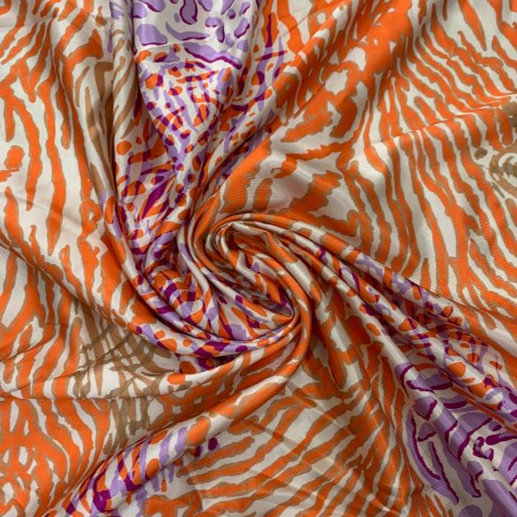 Tecido Viscose Estampada Acetinada Premium Simétrico • Conexão Tecidos