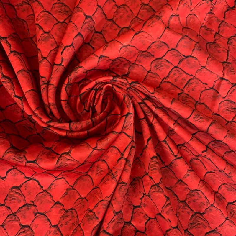 Tecido Viscose Estampada Acetinada Premium Red • Conexão Tecidos