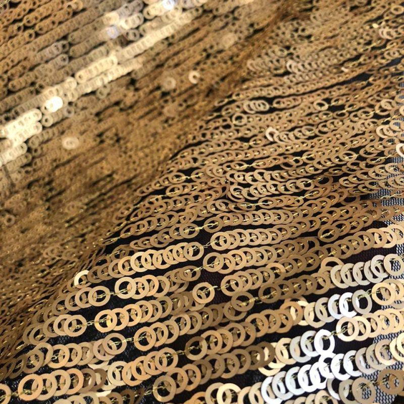 Tecido Paetê Dourado Tule Preto - Conexão Tecidos