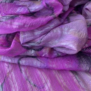 Tecido Chiffon De Seda Foil Magnólia Rosa Imperial • Conexão Tecidos