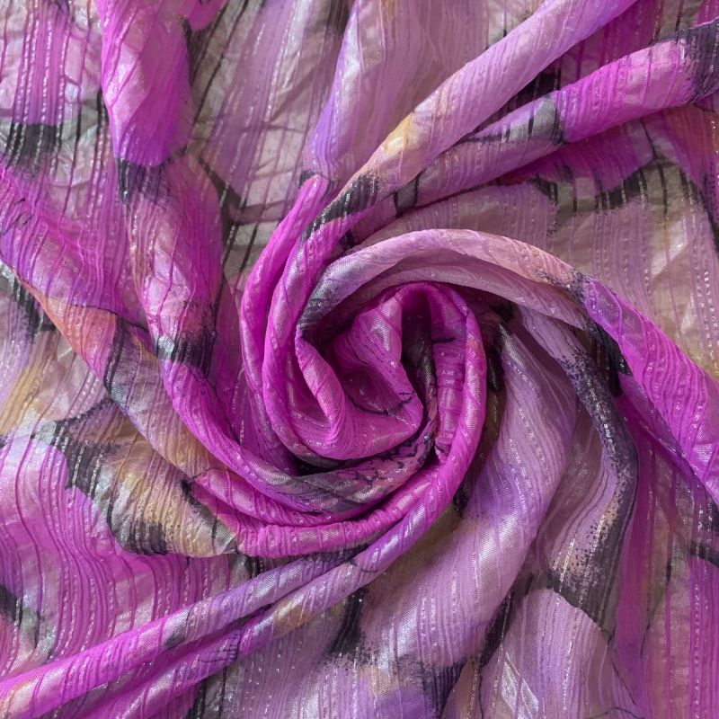 Tecido Chiffon De Seda Foil Magnólia Rosa Imperial • Conexão Tecidos