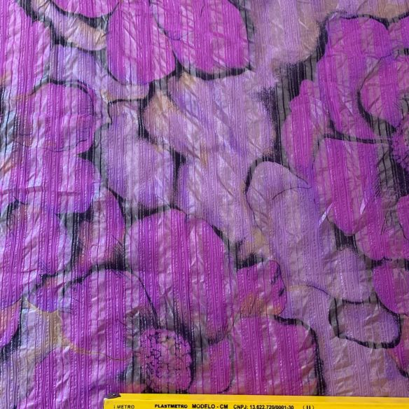 Tecido Chiffon De Seda Foil Magnólia Rosa Imperial • Conexão Tecidos