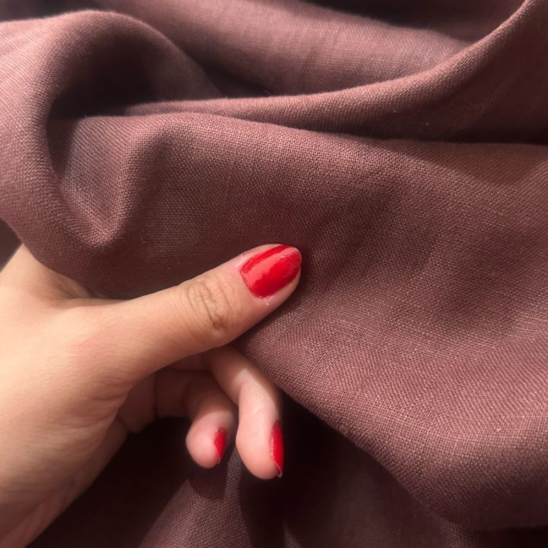 TECIDO LINHO PURO MARROM CHOCOLATE • Conexão Tecidos