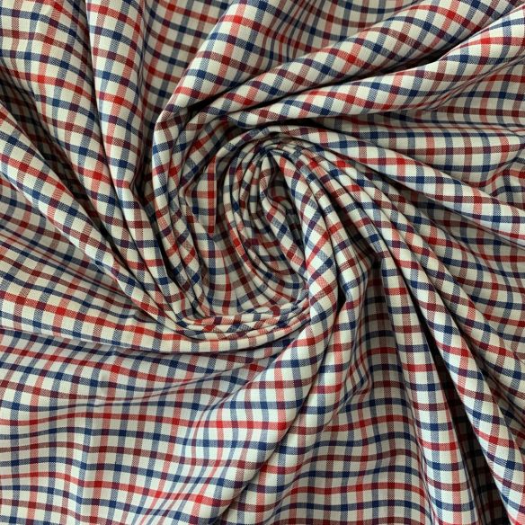 TECIDO TRICOLINE FIO TINTO XADREZ RED & BLUE • Conexão Tecidos