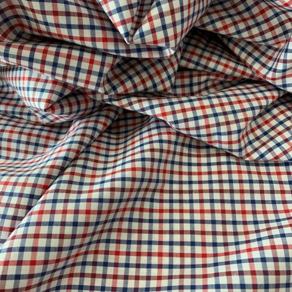 TECIDO TRICOLINE FIO TINTO XADREZ RED & BLUE • Conexão Tecidos