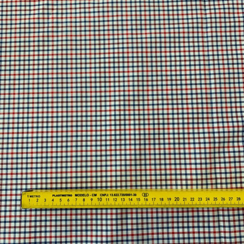 TECIDO TRICOLINE FIO TINTO XADREZ RED & BLUE • Conexão Tecidos