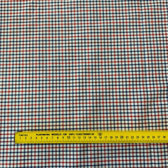 TECIDO TRICOLINE FIO TINTO XADREZ RED & BLUE • Conexão Tecidos