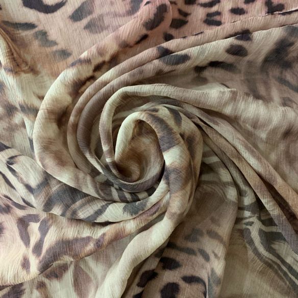Tecido Chiffon De Seda Estampado Est Leopardo • Conexão Tecidos