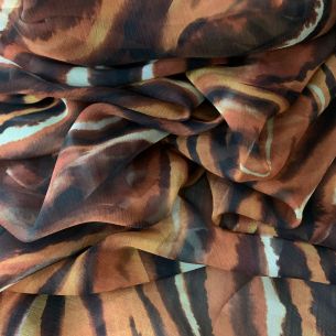 Tecido Chifom De Seda Estampado Est Tigre • Conexão Tecidos