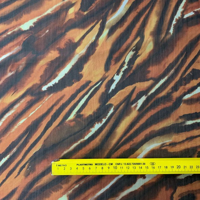 Tecido Chiffon De Seda Estampado Est Tigre • Conexão Tecidos