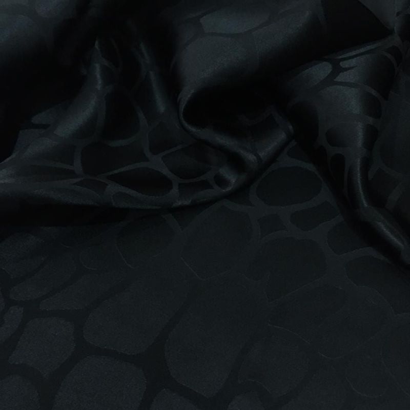 JACQUARD DE SEDA PURA PRETO - Conexão Tecidos